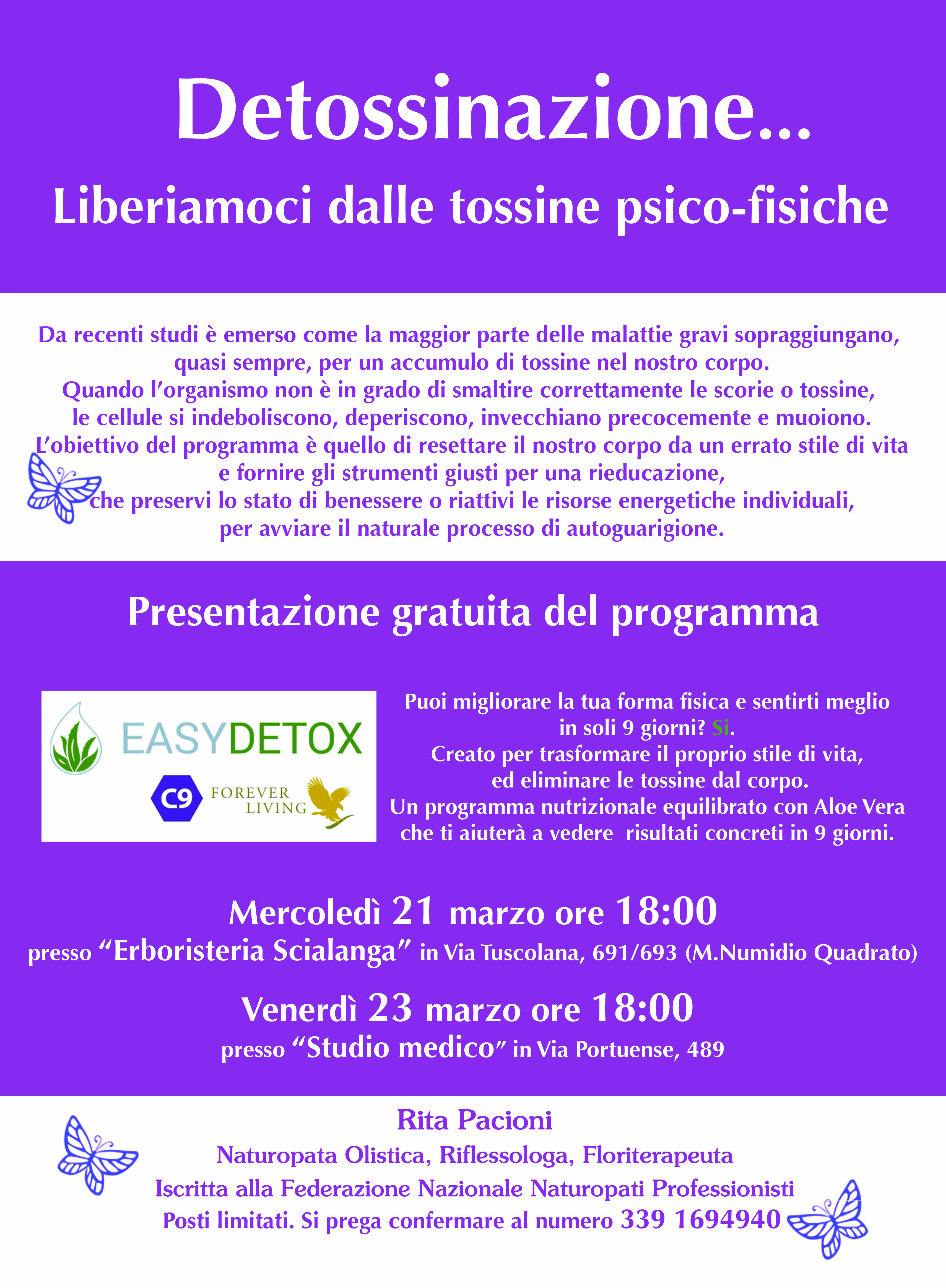 21 e 23 marzo Presentazione Easydetox. Prenota nel luogo più vicino a te!